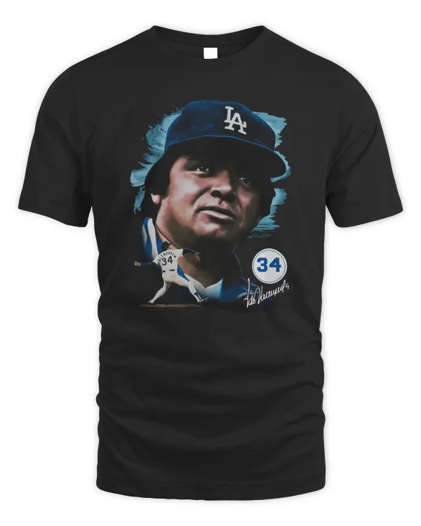 Fernando Valenzuela #34 Los Angeles Dodgers Mitchell & Ness Cooperstown Collection Portrait Tee Black