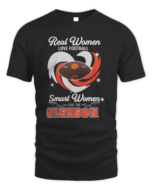 Real Women Love Football Smart Women Love The Clemson Diamond Heart 2023 Shirt
