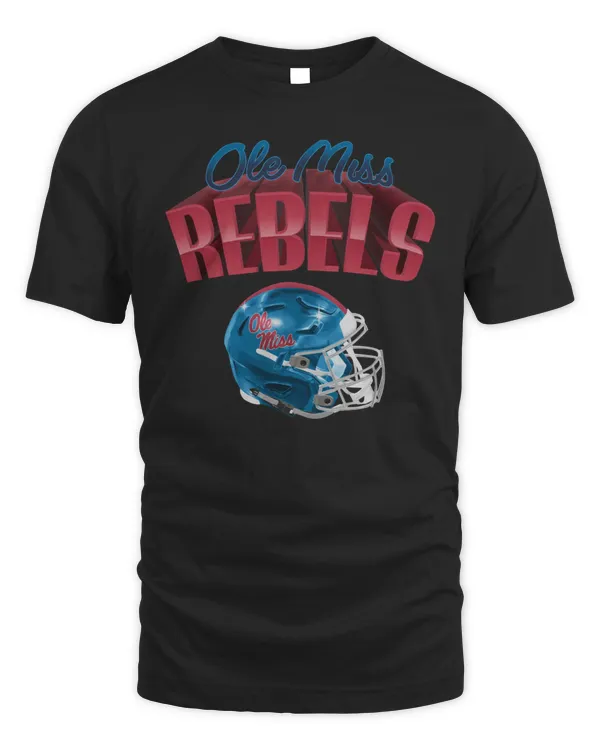 Ole Miss Rebels University Of Mississippi Glossy Helmet Cropped Tee Black