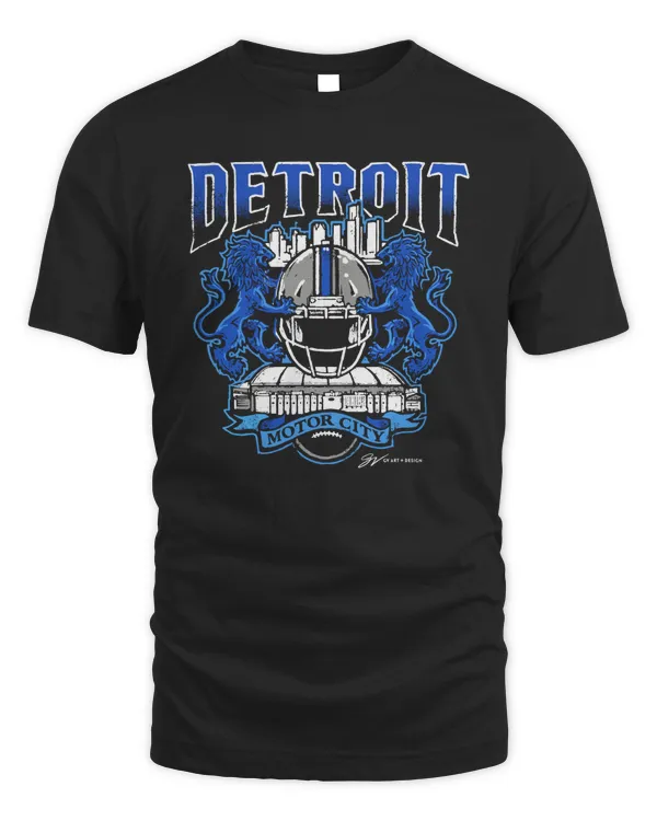Detroit Football Crest Motor City T Shirt GV Art