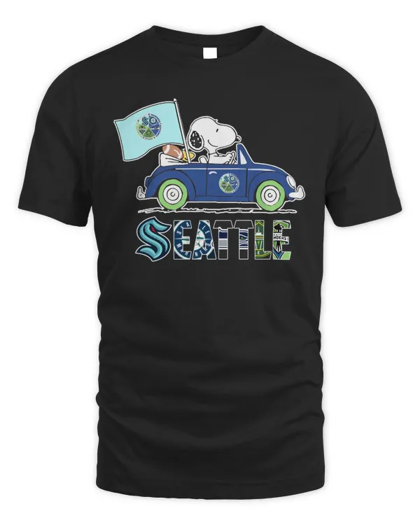 The Peanuts Snoopy And Woodstock Seattle Sports Teams On Car 2023 Shirt