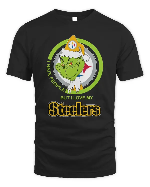 The Grinch I Hate People But I Love My Steelers Logo Shirt Black