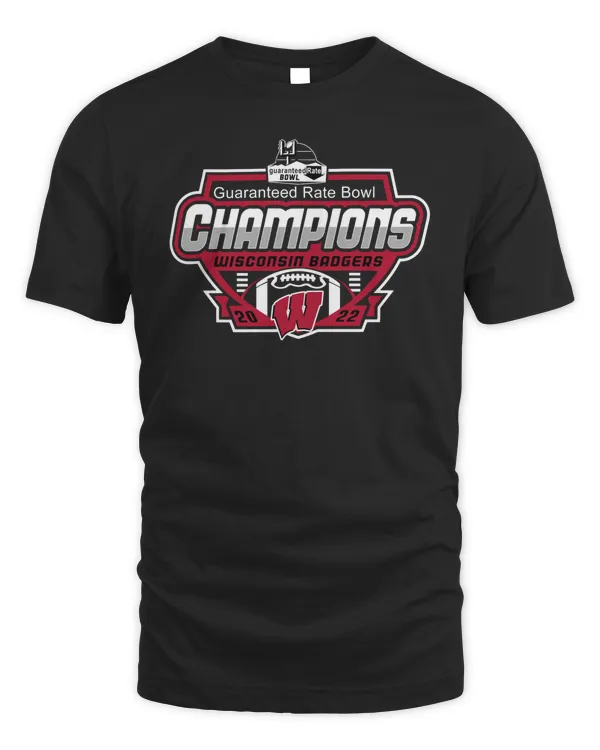 Wisconsin Badgers Guaranteed Rate Bowl Champions Shield 2022 T-Shirt