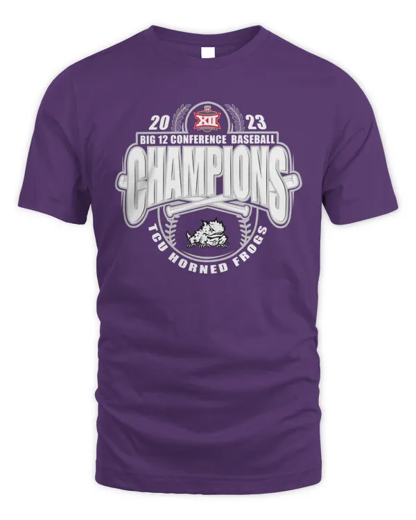 TCU Horned Frogs 2023 Big 12 Baseball Conference Tournament Champions T Shirt Purple