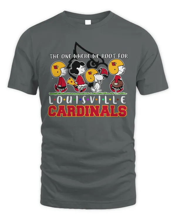 Snoopy Peanuts The One Where We Root For Louisville Cardinals Shirt Gray