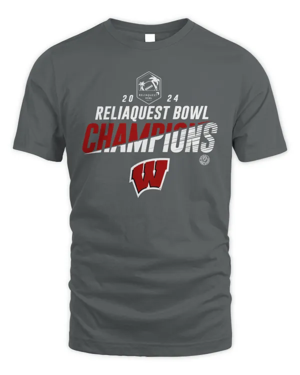 Wisconsin Badgers 2024 ReliaQuest Bowl Champions Logo Shirt Gray