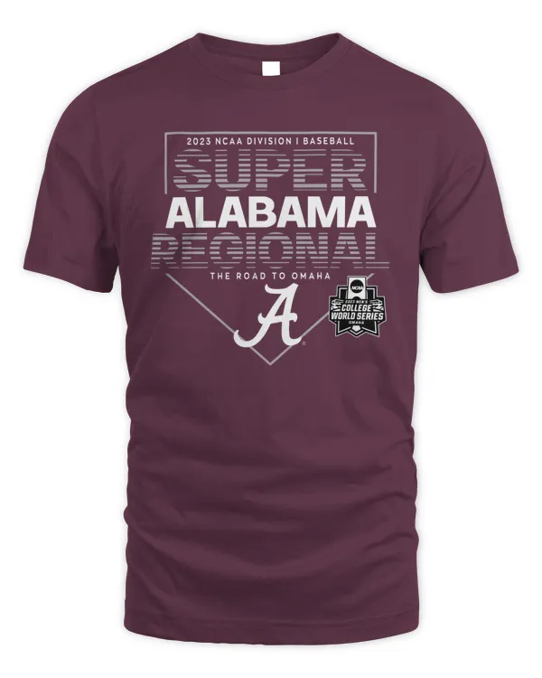 Event1 Team Store Alabama Crimson Tide 2023 Ncaa Division I Baseball Super Regional Winston Salem, Nc The Road To Omaha Tee