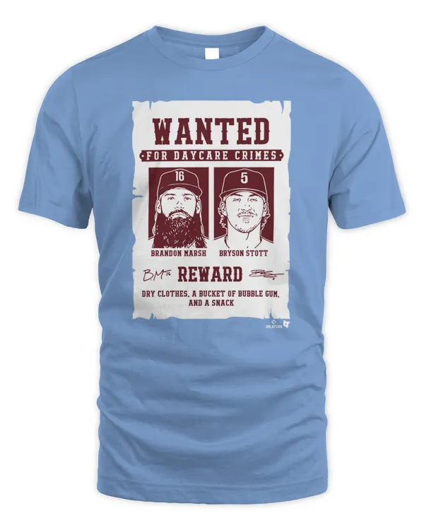 Bryson Stott & Brandon Marsh Wanted For Daycare Crimes Tee Blue