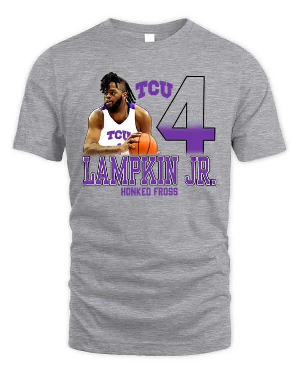 Texas Christian University Basketball #4 Lampkin Tee Gray
