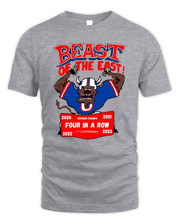 Buffalo Football Beast of the East Four In A Row Tee Gray