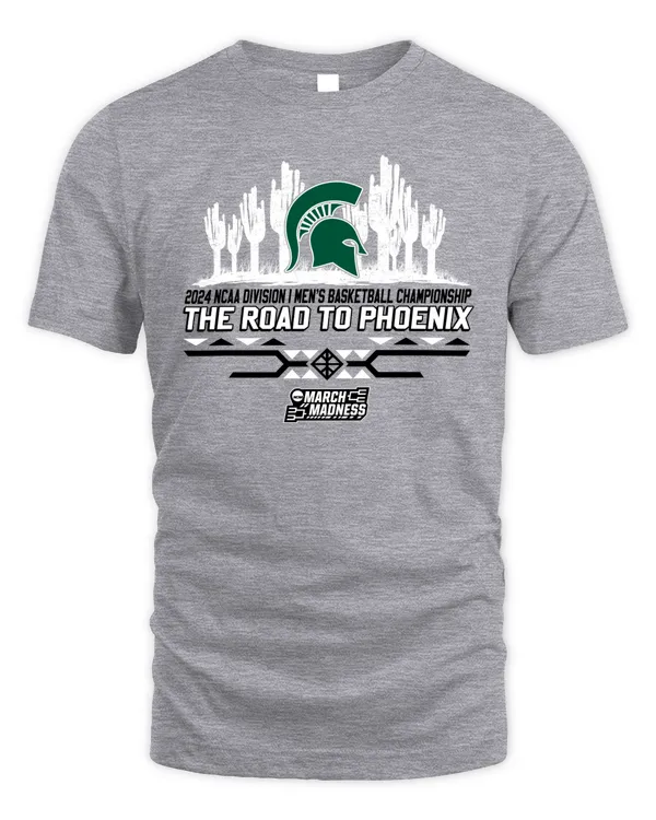 Michigan State Team 2024 Ncaa Division I Men's Basketball Champion The Road To Phoenix March Madness Tee