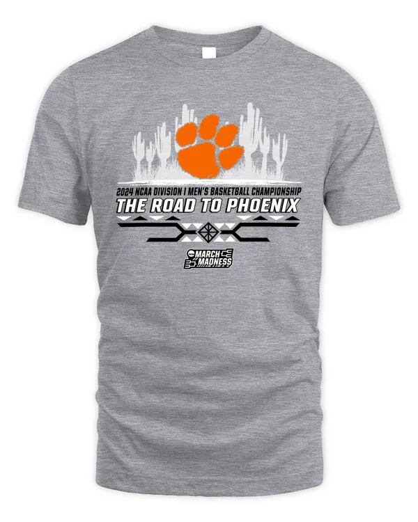 Clemson Tigers Team 2024 Ncaa Division I Men's Basketball Champion The Road To Phoenix March Madness Tee