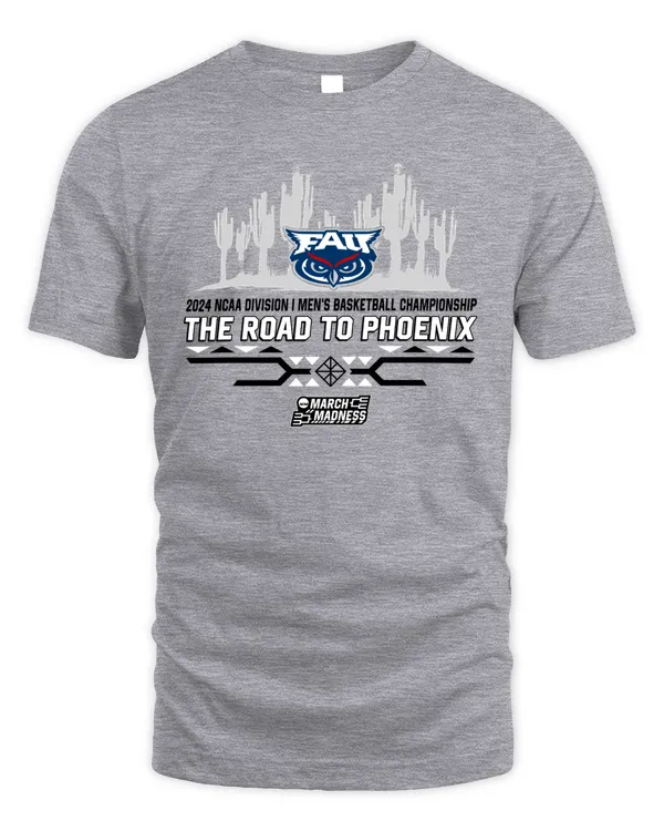 Florida Atlantic Owls Team 2024 Ncaa Division I Men's Basketball Champion The Road To Phoenix March Madness Tee
