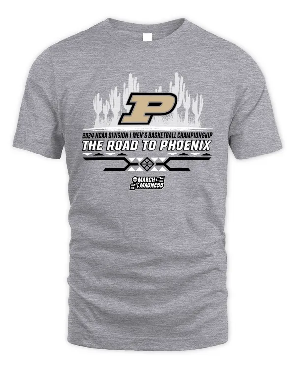Purdue Boilermakers Team 2024 Ncaa Division I Men's Basketball Champion The Road To Phoenix March Madness Tee