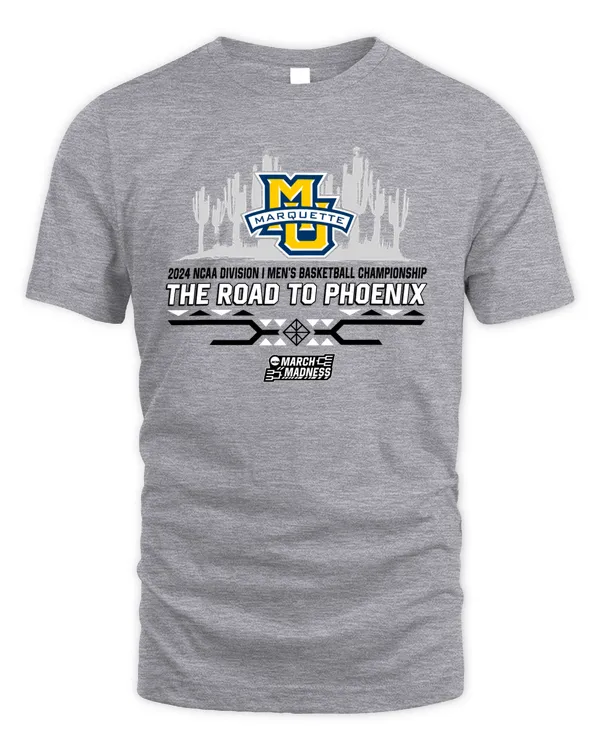 Marquette Golden Eagles Team 2024 Ncaa Division I Men's Basketball Champion The Road To Phoenix March Madness Tee