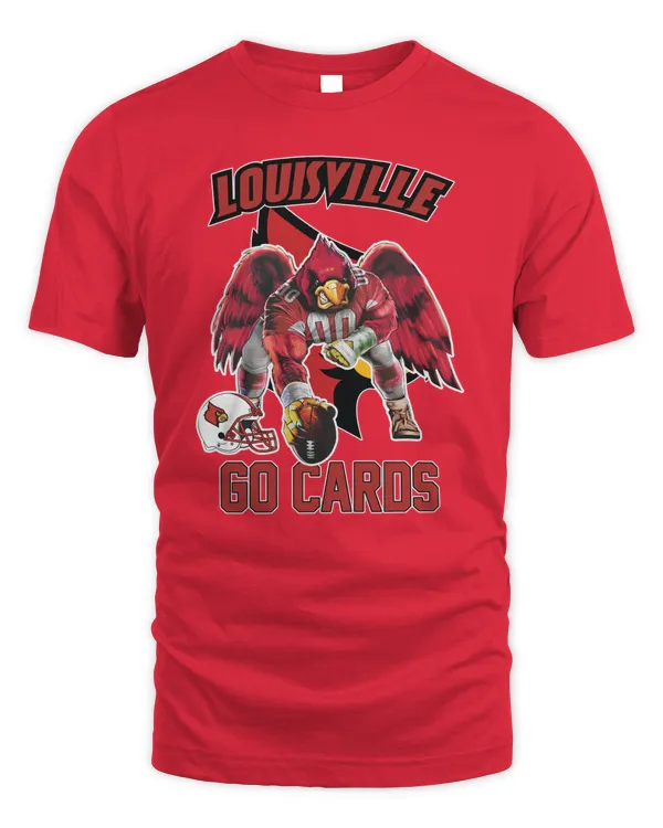 Louisville Cardinals Go Cards Distressed Mascot Shirt Red