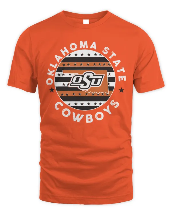 One Men's Oklahoma State Cowboys Orange State Circle Graphic 2023 Tee