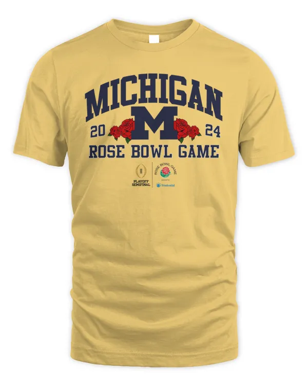 Michigan Wolverines Playoff Semifinal 2024 Rose Bowl Game Yellow Tee