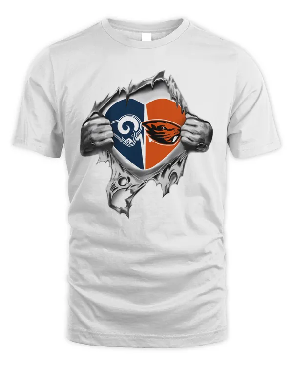 Blood Inside Me Los Angeles Rams And Oregon State Beavers 2023 Logo Shirt