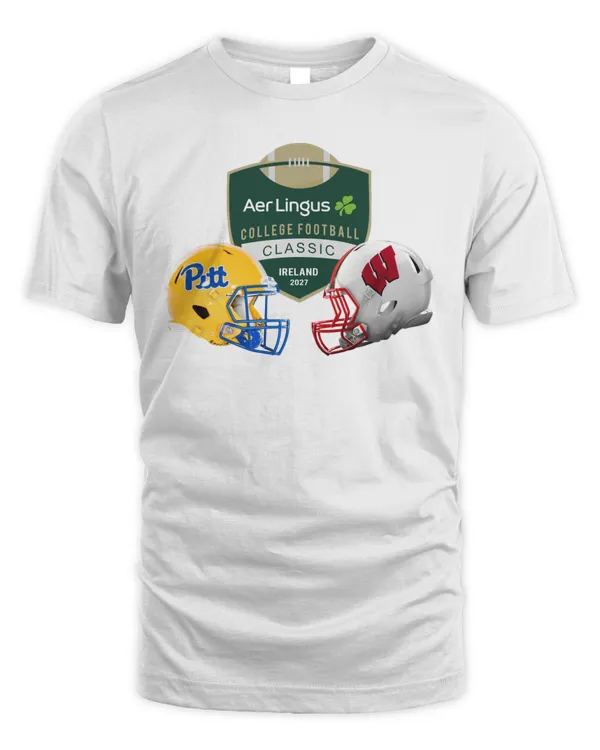 Official Pitt Panthers vs Wisconsin Badgers 2027 College Football Classic Ireland Shirt White