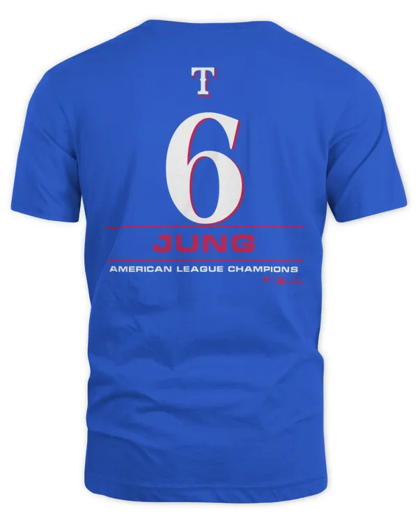 Josh Jung #6 Texas Rangers 2023 American League Champions Player Name & Number Shirt