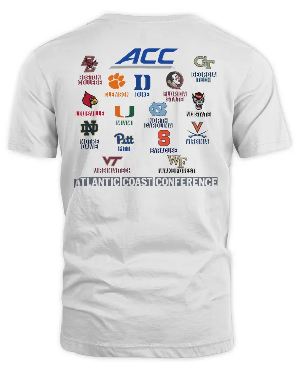 Event 1 Store Atlantic Coast Conference ACC Gen White All Teams Logo 2023 Shirt