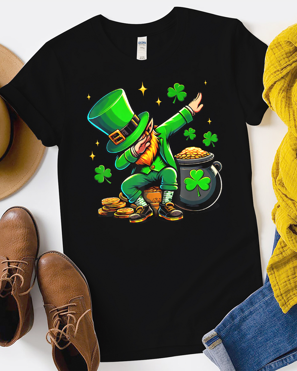 St Patricks Day Dabbing Leprechaun Shirts For Boys Kids Men T-Shirt