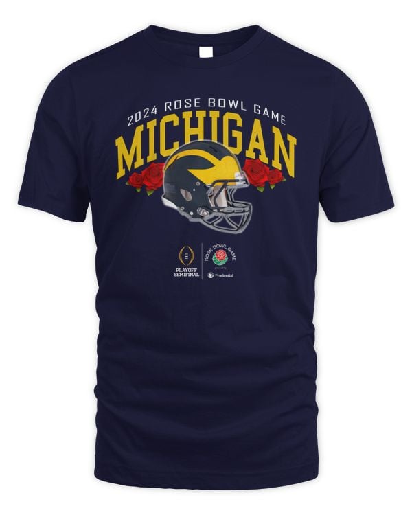 2024 Rose Bowl Game Michigan Wolverines College Football Playoff Navy Tee