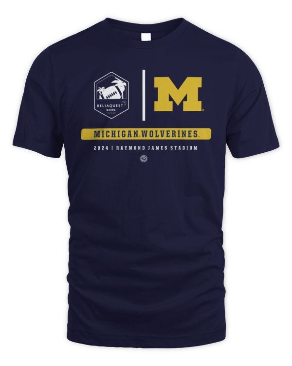 Official Michigan Wolverines 2024 Reliaquest Bowl Game Logo Tee
