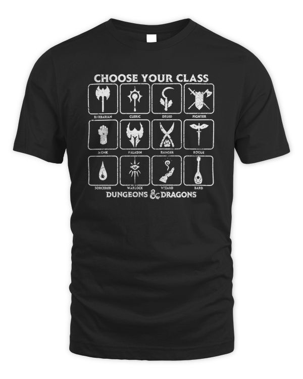Official Dungeons & Dragons Choose Your Class Tee Shirt Black