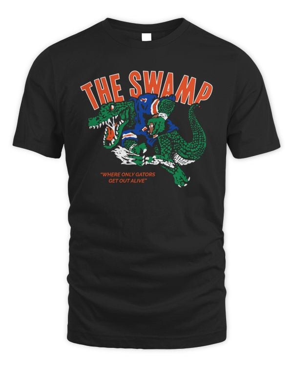 The Swamp Retro Florida Gators Where Only Gators Get Out Alive Black Tee