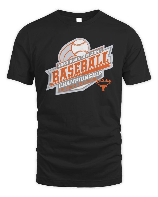Official Texas Longhorns 2023 Ncaa Division I Baseball Championship The Road To Omaha Logo Tee Shirt