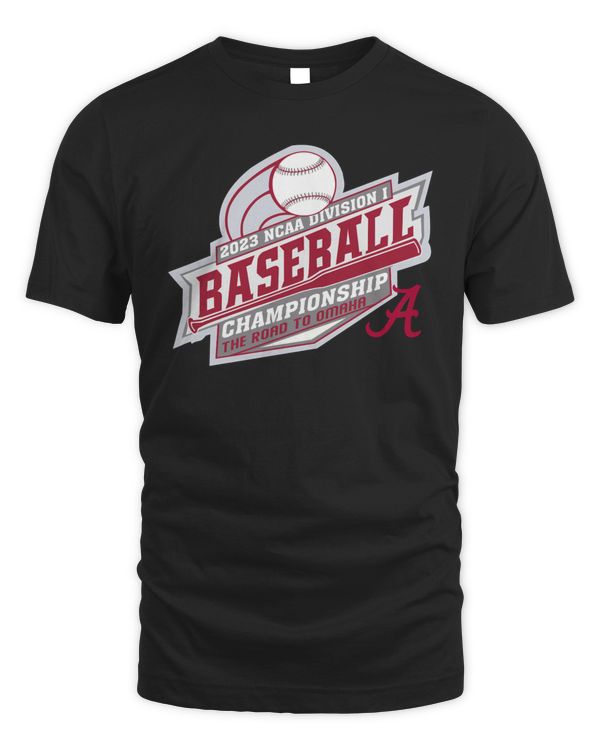 Offficial Alabama Crimson Tide 2023 Ncaa Division I Baseball Championship The Road To Omaha Logo T-Shirt