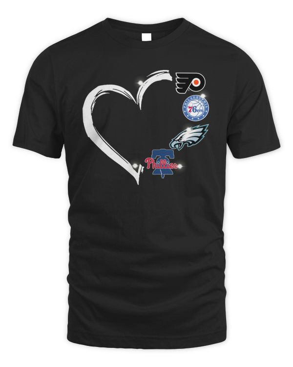 Heart Philadelphia Sports Teams Logo 2023 Shirt