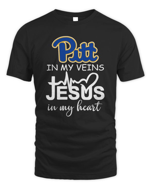 Official Pittsburgh Panthers Logo 2023 In My Veins Jesus In My Heart Hoodie Sweatshirt