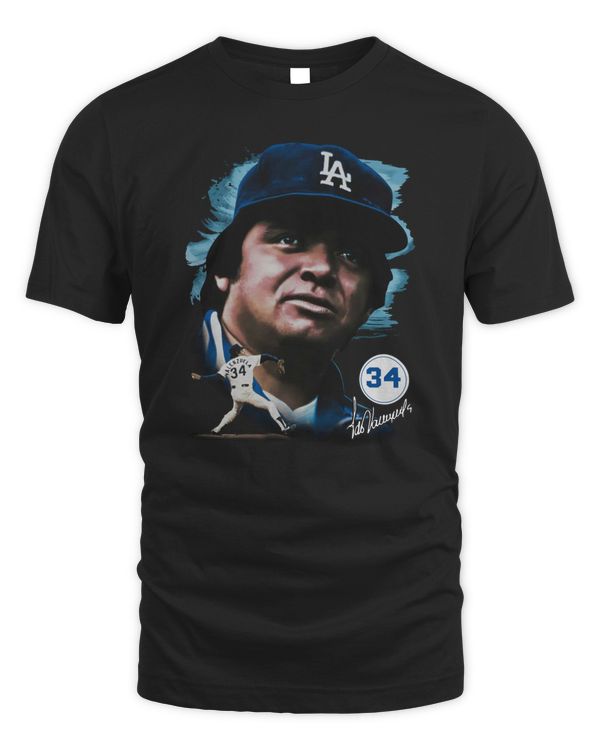 Fernando Valenzuela #34 Los Angeles Dodgers Mitchell & Ness Cooperstown Collection Portrait Tee Black