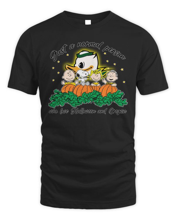 Peanuts Just A Normal Person Who Love Halloween And Oregon Ducks Alternate Logo 2023 T Shirt