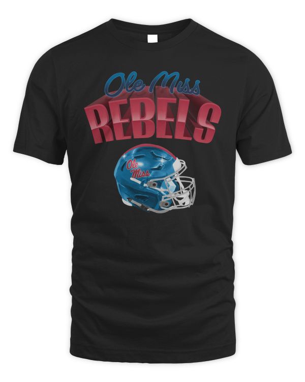 Ole Miss Rebels University Of Mississippi Glossy Helmet Cropped Tee Black