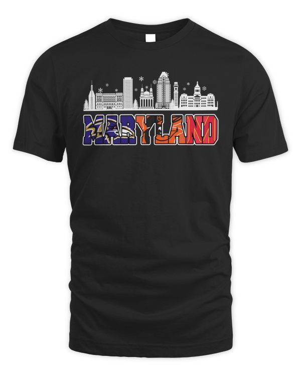 Maryland College Sports Teams Logo City Sky 2023 T Shirt