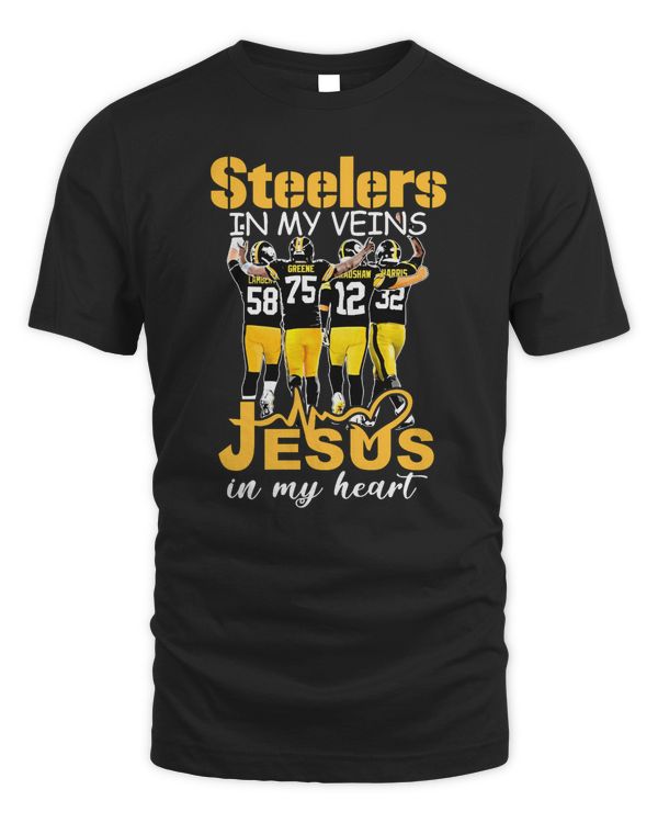 Official 2023 Steelers Players In My Veins Jesus In My Heart Shirt