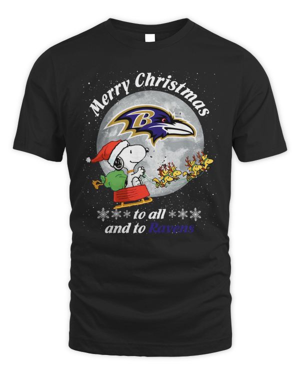 Peanuts Merry Christmas To All And To Ravens Shirt Hoodie