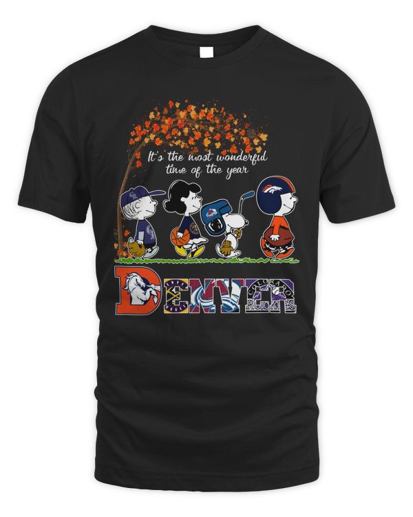 Men's Denver Sport Peanuts Characters Fall It’s The Most Wonderful Time Of The Year Shirt