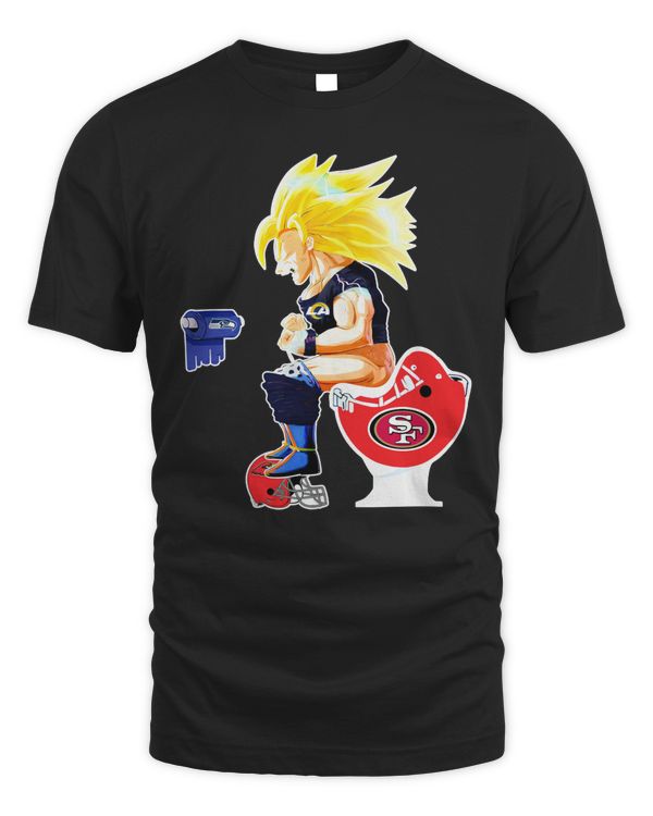 Son Goku Los Angeles Rams Shitting On Toilet Tampa Bay Buccaneers And Other Teams Tee Shirt