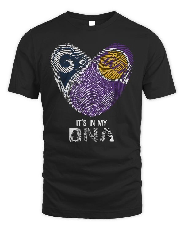 Los Angeles Rams And Los Angeles Lakers Heart It’s In My DNA 2023 Shirt Black