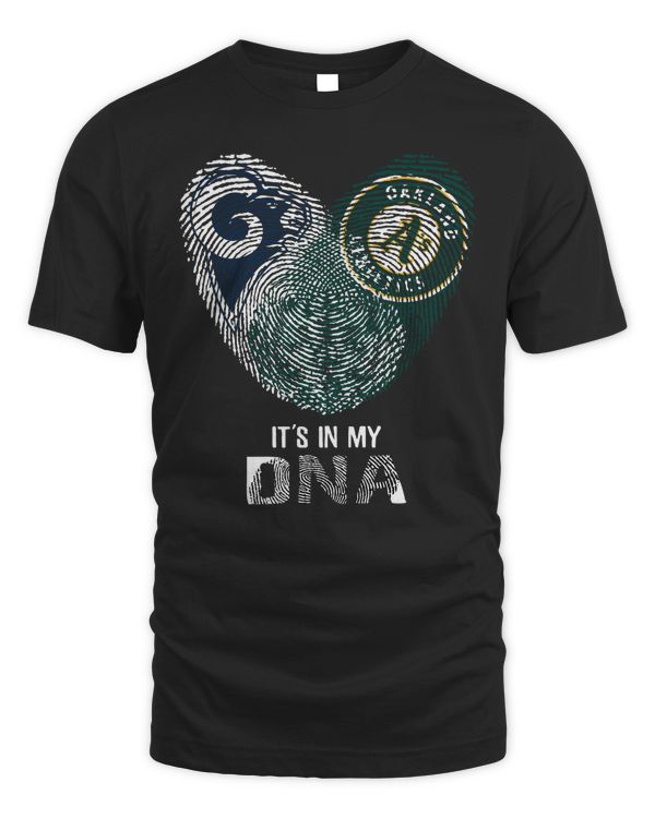 Los Angeles Rams And Oakland Athletics Heart It’s In My Dna 2023 Shirt Black