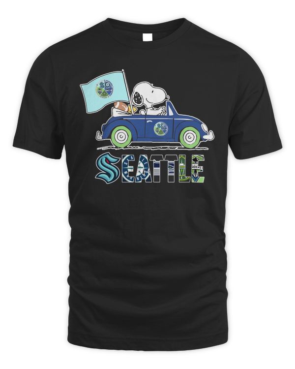 The Peanuts Snoopy And Woodstock Seattle Sports Teams On Car 2023 Shirt