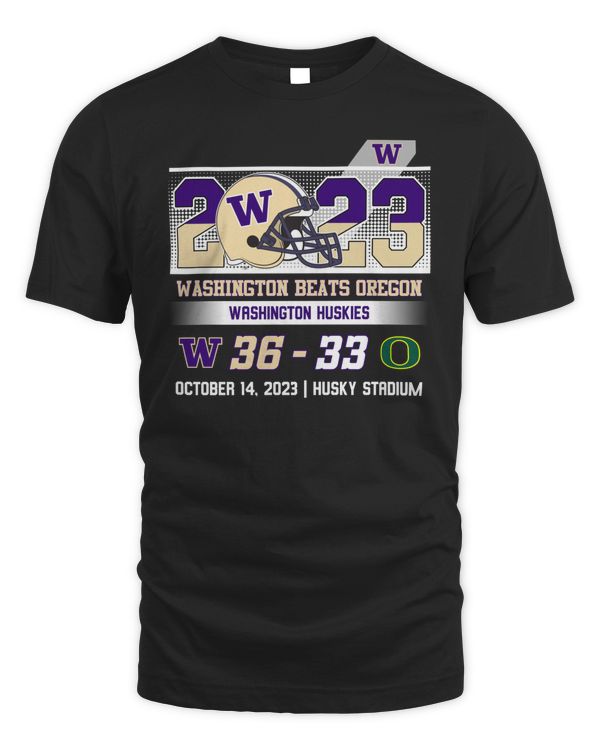 2023 Washington Beats Oregon Washington Huskies 36-33 Shirt Black