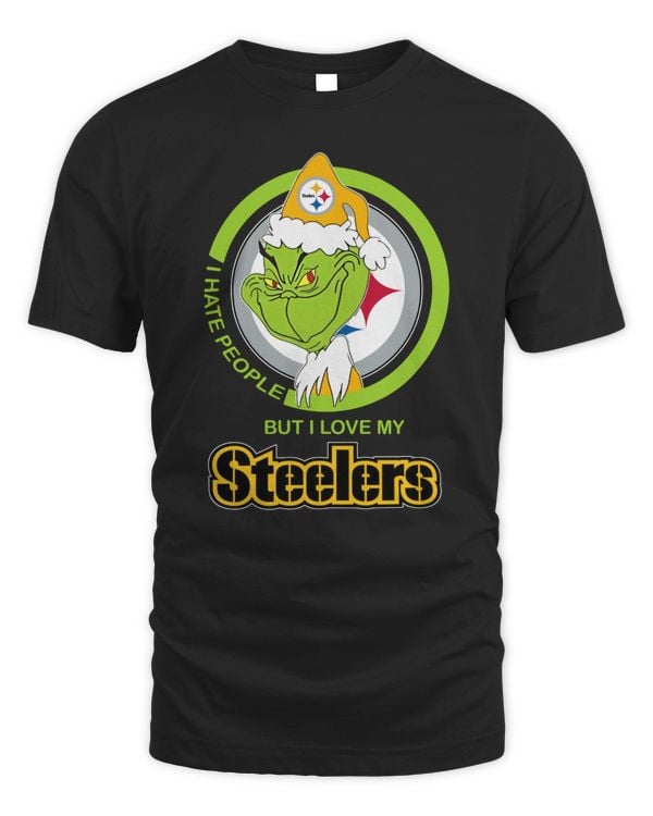 The Grinch I Hate People But I Love My Steelers Logo Shirt Black