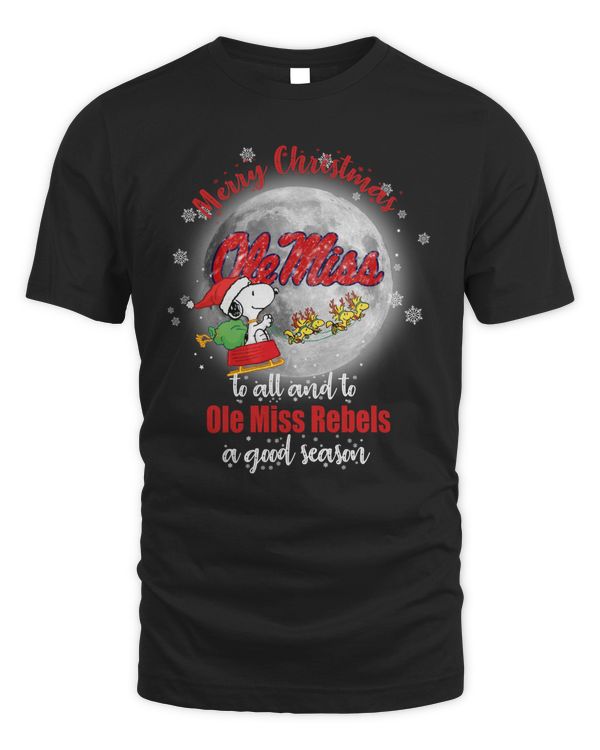 Santa Snoopy Merry Christmas To All And To Ole Miss Rebels A Good Season 2023 Shirt