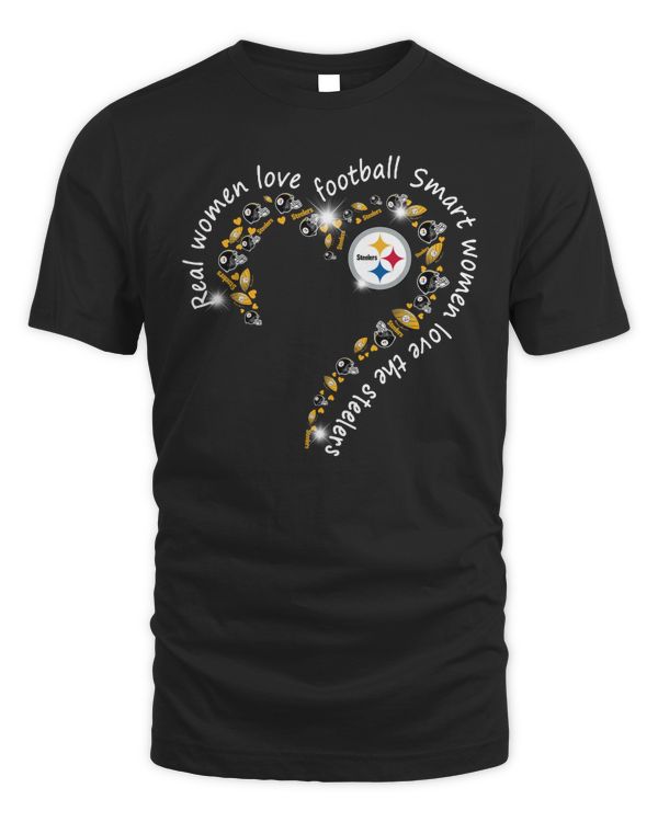 Real Women Love Football Smart Women Love The Steelers Heart Logo Shirt Hoodie